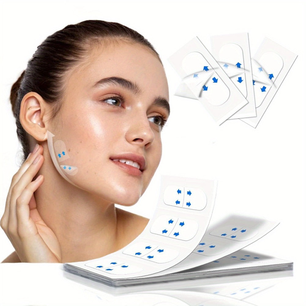 Ninety-Nine-Piece Invisible Face Lift Tape Set with Adjustable Elastic Strips for Jawline and Neck Styling