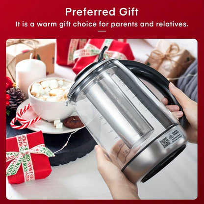 1.7L Glass Tea Kettle with 1200W Heating, Nine Temperature Presets, Removable Infuser and 2-Hour Keep Warm