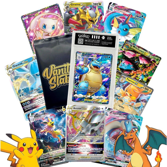 Trading Card Game Mystery Display Holder Bundle with One Cased Card, One Bonus Card and 10 Additional Cards