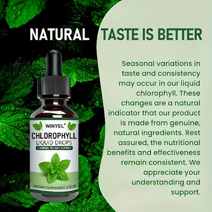 Herbal Supplements with WINYEL Label, Liquid Chlorophyll Drops in One Amber Dropper Bottle