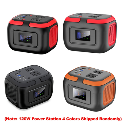 Portable Power Station 120W 97.68Wh Solar Generator with AC Outlet USB-A USB-C DC Output Battery Bank for Camping RV Home Emergency Backup