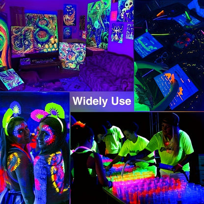UV Black Light 10W LED Blacklight Flood Light IP44 Waterproof - 21 LEDs 385-400nm Covers 100 Sq Ft, 180° Adjustable Bracket, Plug-In for Glow Party Halloween Bedroom Neon Poster Body Paint Decoration