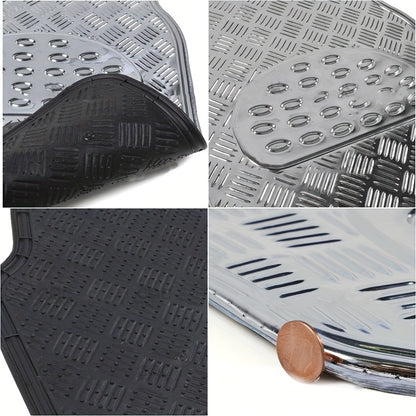 All-Weather Car Floor Mats Full Set, Metallic Chrome Non-Slip Heavy-Duty Universal Fit Floor Liners for Cars SUVs Trucks, Front & Rear Shiny Automotive Carpet Protection in 6 Colors
