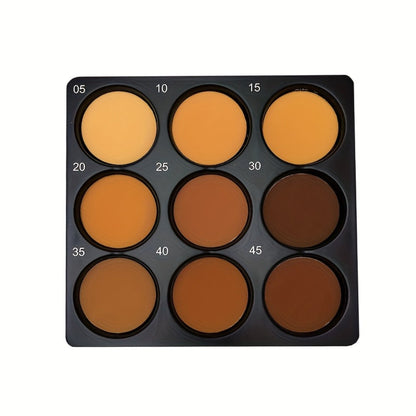 Nine-Color Contour and Face Makeup Palette with Mixed Light, Medium and Deep Pans in One Compact