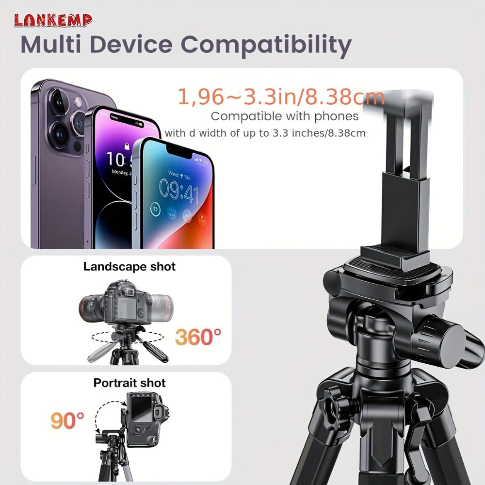ALEiMON 74-Inch Tripod with Dual Quick Release Plate – Heavy-Duty Aluminum Alloy Camera Stand with Phone Clip & Carry Bag for DSLR, Mirrorless, Projector, Spotting Scope & Webcam