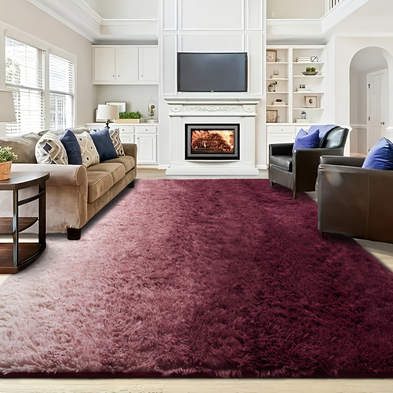 Gradient and Solid-Color Plush Shag Area Rug in 4 x 6, 5 x 8 or 6 x 9-Foot Checkout Options