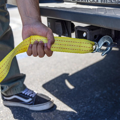 Recovery Tow Strap with Forged Steel Hook - 4M 13FT 11000LB Heavy Duty Winch Strap for Off-Road SUV Truck Pickup Emergency Vehicle Rescue Towing Equipment