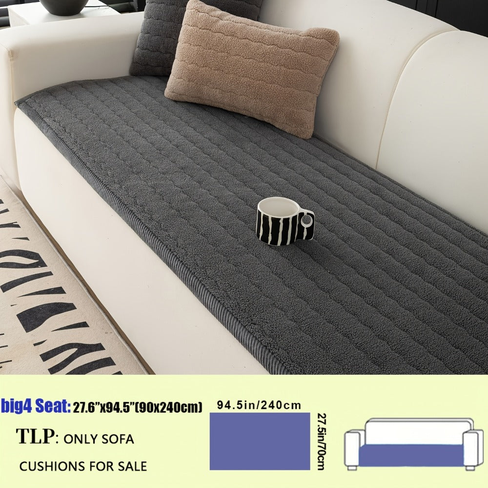 Sofa Cover Bohemian Short-Plush Quilted Panels for Armrest, Backrest and 2 to Large 4-Seater Sofas