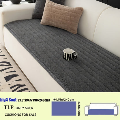 Sofa Cover Bohemian Short-Plush Quilted Panels for Armrest, Backrest and 2 to Large 4-Seater Sofas