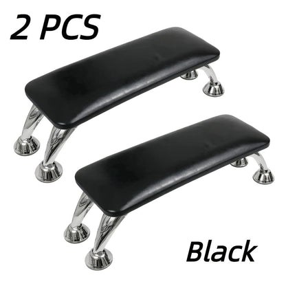 Curved Nail Salon Armrest with Metal-Look Legs in Pink, Black or White and Single- or Two-Piece Options