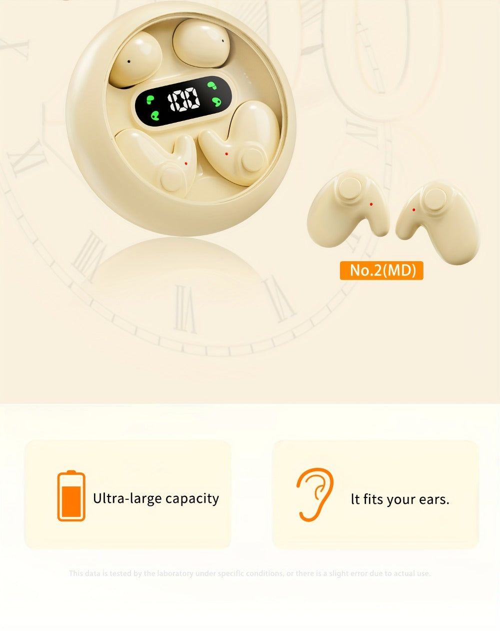 Invisible Sleep Wireless Earbuds 2 Pairs, Mini In-Ear Earphones HiFi Sound Noise Reduction Bass Touch Control Digital Display Long Battery Type-C, for Office Leisure Sport Sleep Men Women