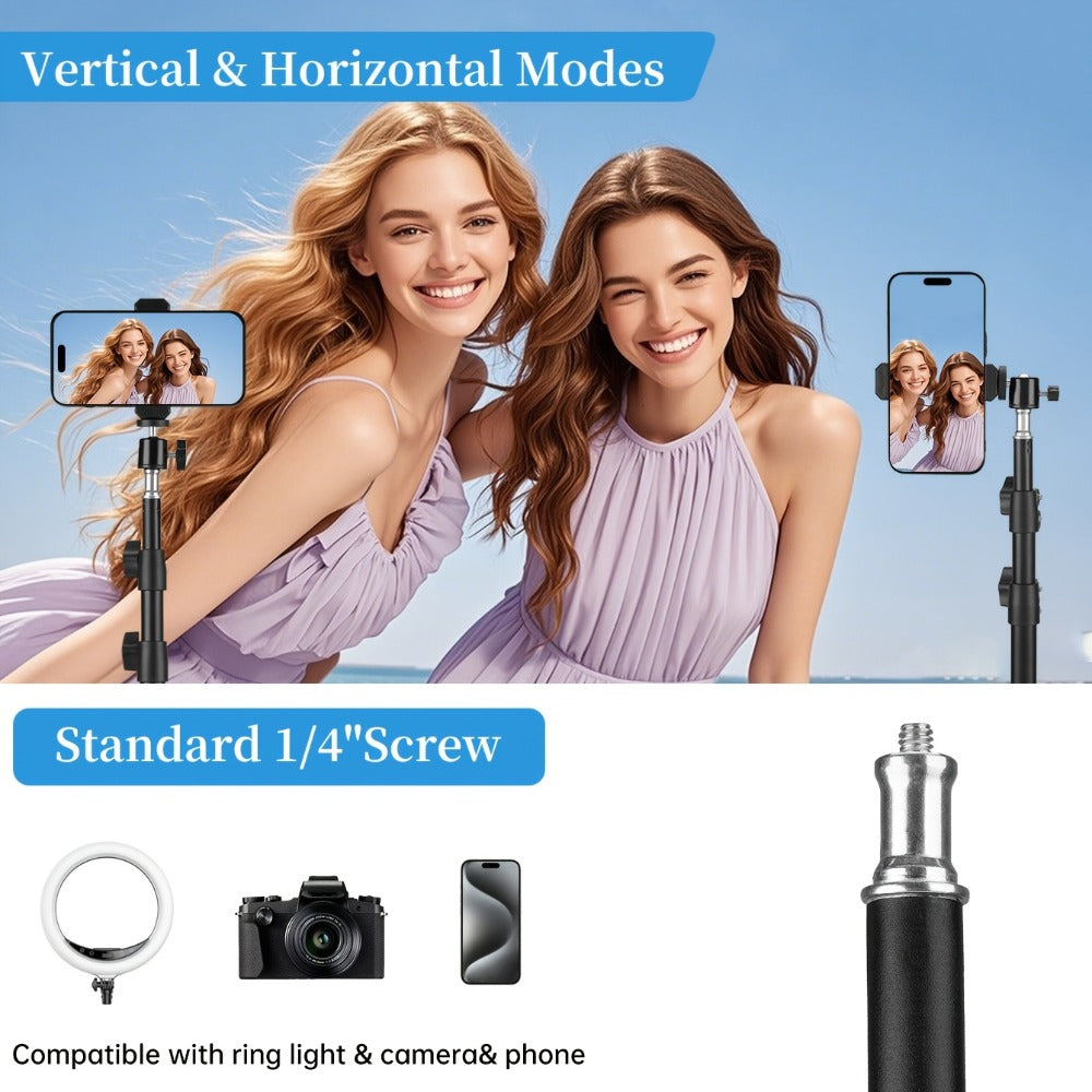 Adjustable Photography Light Stand Foldable Floor Tripod, Portable Collapsible Studio Stand for Camera
