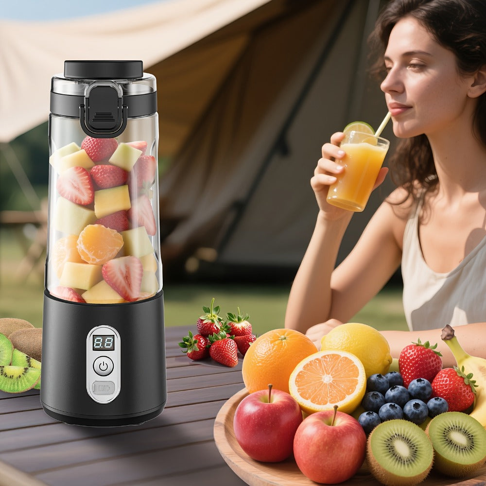 Portable Blender with Clear Cylindrical Cup, Digital Timer Display, Flip-Up Handle and Three Color Options