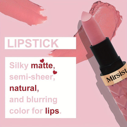 Lipstick Set, Mirsist 6-Piece Silky Matte Bullet Collection in Nude, Red, Brown, Berry and Plum Colors