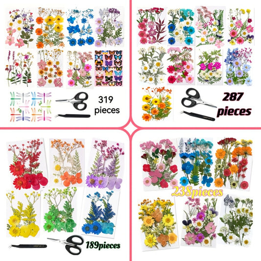 Dried Flower Set for Crafts – Real Pressed Flowers for Resin, Scrapbooking, Epoxy Jewelry, Bookmarks, Wedding Cards & Art Decoration, 189 / 238 / 287 / 319 Pieces Mixed Variety Pack