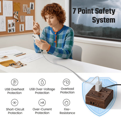 Widely Spaced Outlet Power Strip 8-in-1 with 4 AC Outlets & 4 Smart USB Ports, Surge Protector, 4ft Extension Cord, Portable Desktop Charging Station for Home, Office, Hotel, Dorm & RV – Multiple Colors