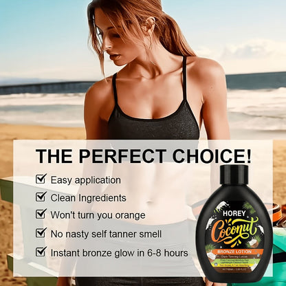 Coconut Bronze Self-Tanning Lotion 100ml in Black Flip-Cap Bottle with Ingredient Panel for Body Application