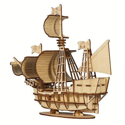 3D Wooden Model Kit Ocean Sailboat – DIY Assembly Puzzle for Adults & Teens, Handcrafted Sailing Ship Brain Teaser, Nautical Hobbyist Gift for Christmas Birthday Home Decor Display