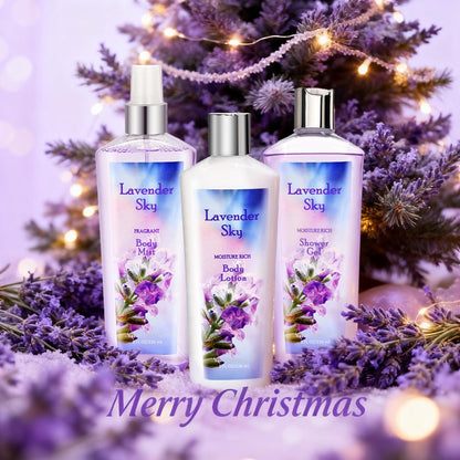 Body Care Gift Set for Women 3pcs – Body Wash, Lotion & Perfume Long-Lasting Fragrance Moisturizing Skin Care Kit Sweet Bloom Cherry Blossom Coconut Lime Lavender