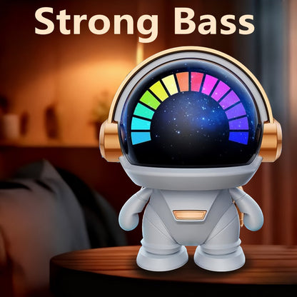 Portable Bluetooth Speaker Astronaut Mini Desktop Design with LED Light and USB Rechargeable Power
