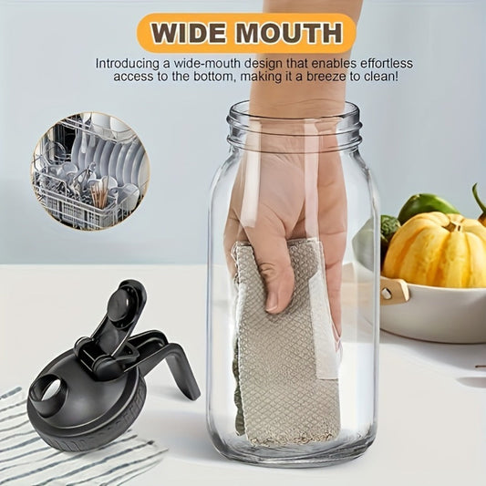 Glass Pitcher Set, 64oz Wide-Mouth Mason Jars with Pour-Spout Lids in Two-Pack or Three-Pack Options