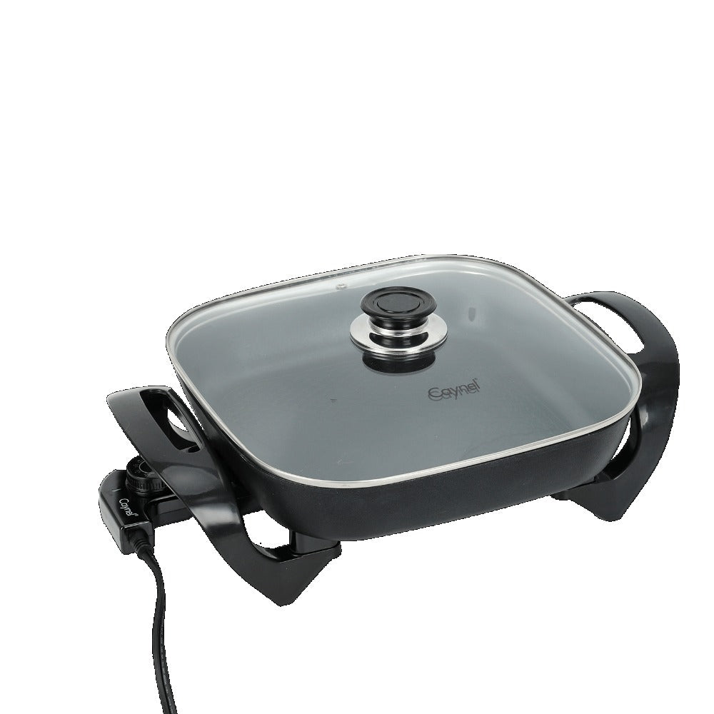 Electric Skillet 12x12 Inch Nonstick Ceramic with Glass Lid 1400W Adjustable Temperature up to 420°F