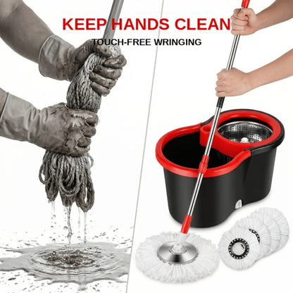 Mop And Bucket Set with Wringer 360 Degree Spinning Self-Wringing Mop 4 Microfiber Mop for Bath Time