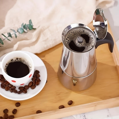 Straight-Sided Stovetop Moka Pot with Reusable Filter, Safety Valve and 2-, 4-, 6-, 9- or 12-Cup Options