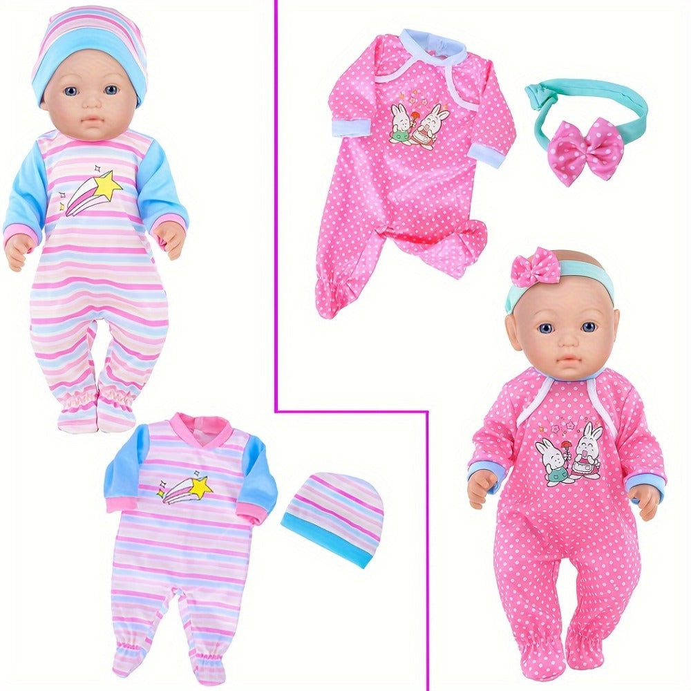 10-Outfit Doll Clothes Set for 14–16-Inch Newborn-Style Dolls with One-Pieces, Tops, Pants and Headwear