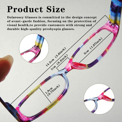 Reading Glasses 4-Pack Retro Rectangle Spring Hinge Multi-Strength for Men and Women – 1.0x to 4.0x Magnification Colorful Printed Frames Eyeglasses Set
