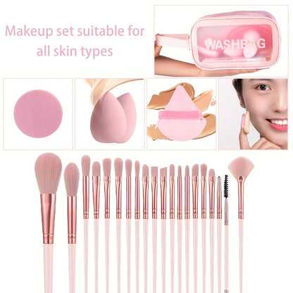 Makeup Brush Set, 46-Piece Nylon Bristle and ABS Handle Kit with Triangle Puff, Foundation Puff and Face-Eye Tools