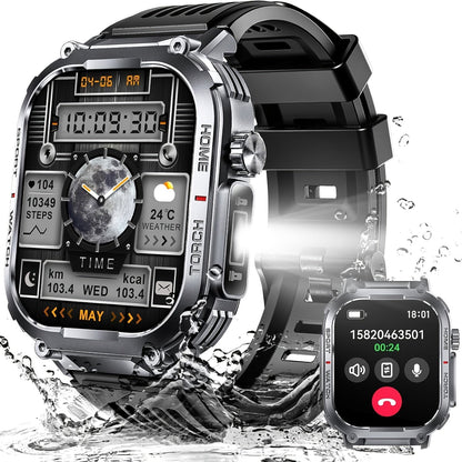 Smart Watch 2.02-Inch Rugged Display with Calling, LED Flashlight, 400mAh Battery and Black Band