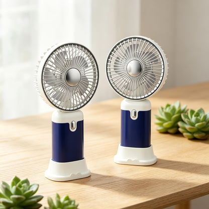 Foldable Handheld and Desk Fan with Three Speeds, USB Charging and White or Blue 1- or 2-Piece Options