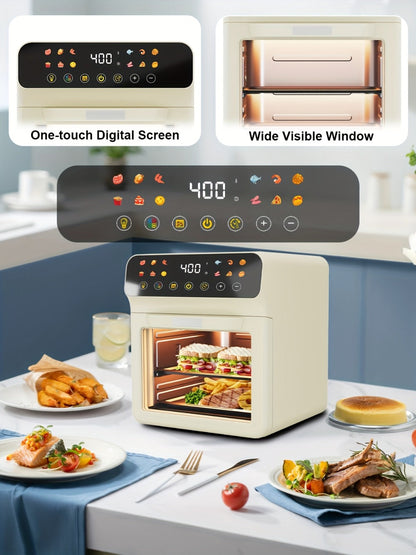 12-Quart Countertop Air Fryer Oven with Viewing Window, Interior Light and White or Black Finish