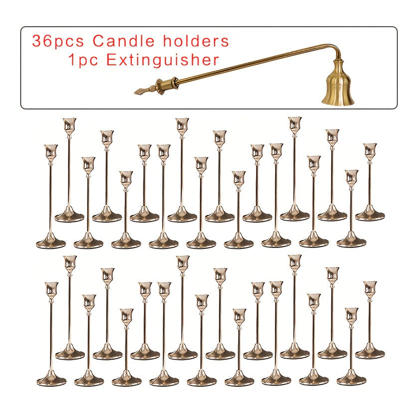 Copper Plated Candlestick Holders Bulk Set – Retro Minimalist Taper Candle Holders for Wedding Birthday Christmas Dining Table Fireplace Decor