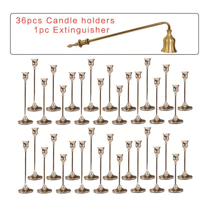Copper Plated Candlestick Holders Bulk Set – Retro Minimalist Taper Candle Holders for Wedding Birthday Christmas Dining Table Fireplace Decor