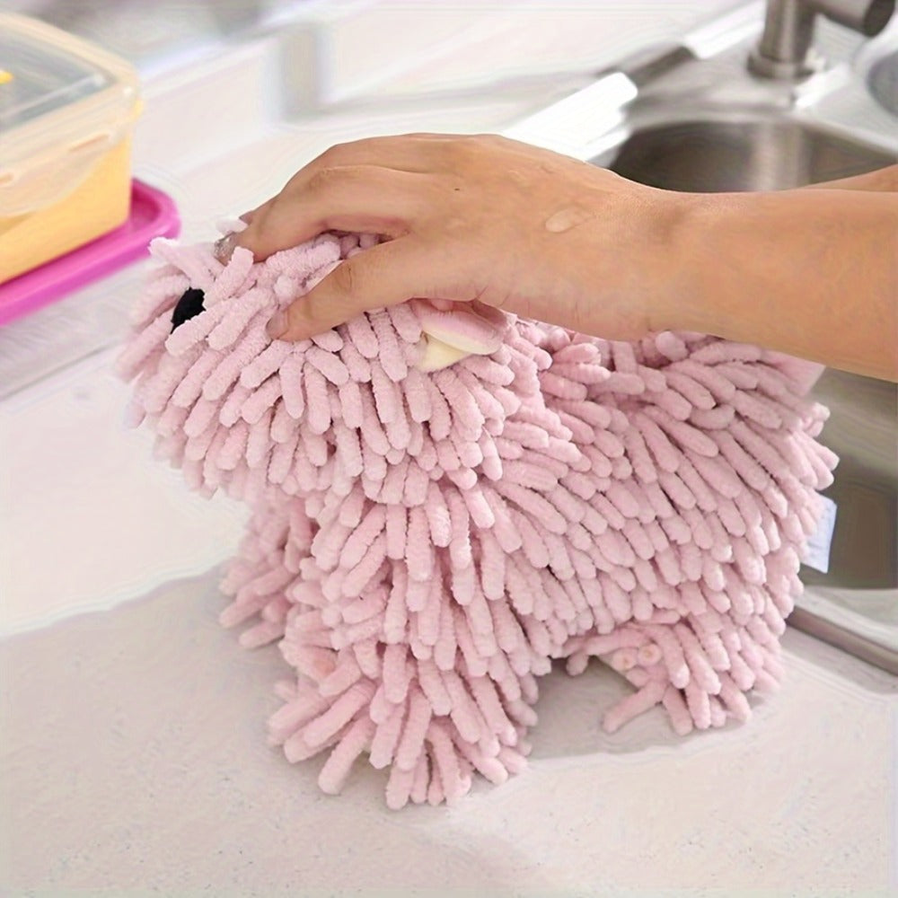 Puppy-Print Microfiber-Style Kitchen Towels in Blue, Gray, Pink or Brown Checkout Colors for Home and Everyday Use