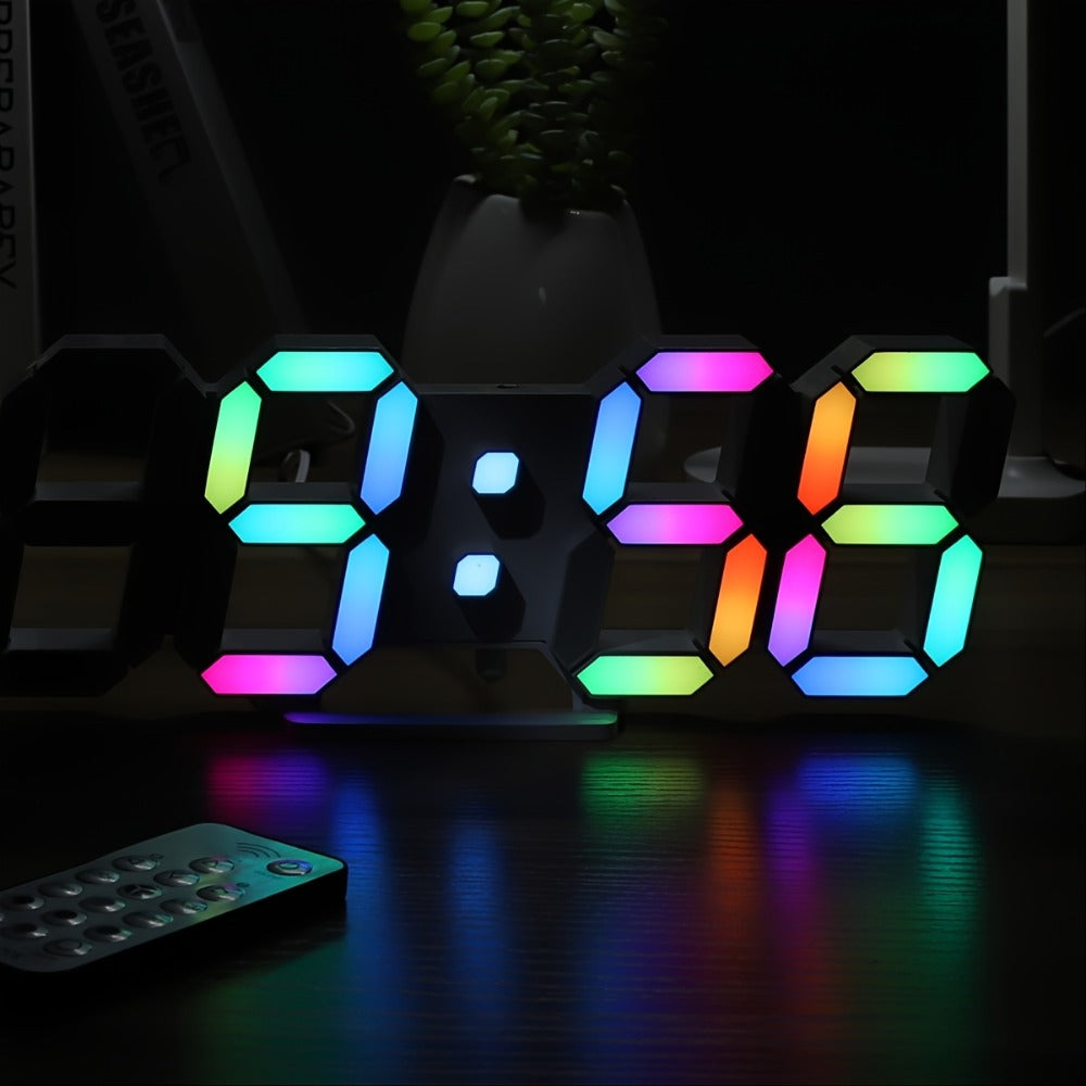 9.7-Inch RGB LED Wall and Desk Clock with Remote, Alarm, Date, Temperature and USB Power Cable
