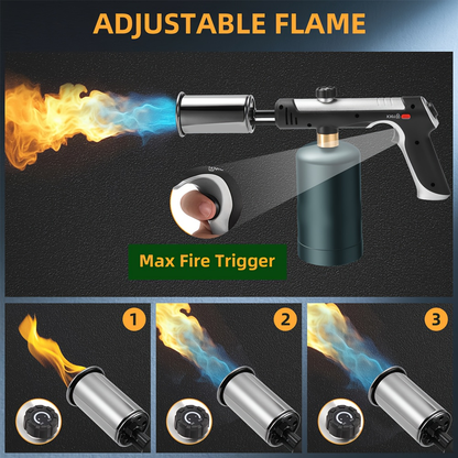 Handheld Propane or MAPP Torch with Trigger Ignition, Flame Control and Black or Golden Finish