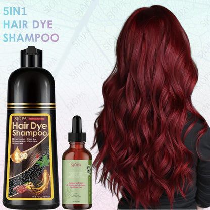 Hair Dye Coloring Shampoo 5-in-1 Upgraded with Hibiscus Oil, Squalane & Glycerin - Quick Color & Nourishing, Gentle Skin-Safe Formula, 12 Shades for Women & Men, Extra Large 500ml / 16.91oz