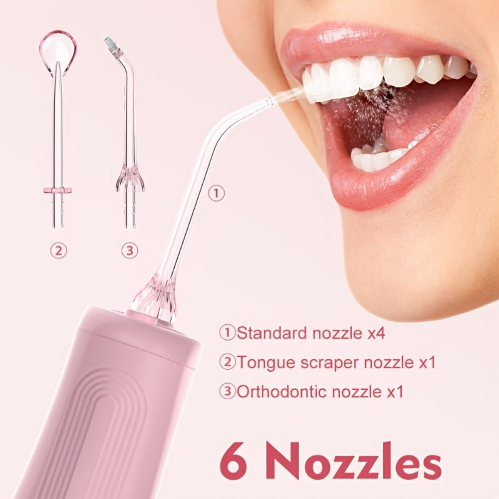 Water Flosser Cordless Five-Mode Design with Five Jet Tips, 1800mAh Battery and Pink or Black Options