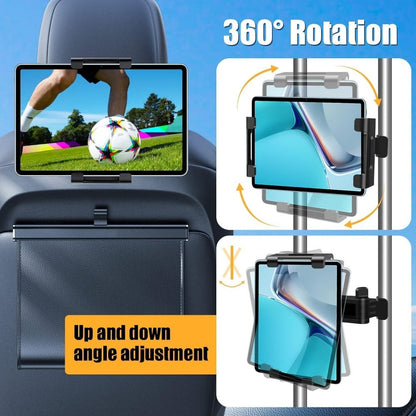Car Headrest Tablet Mount 2-Pack – 360° Rotating Adjustable Holder for iPad & Tablets 5.5–18.4 Inch, Soft Sponge Padding, Portrait & Landscape Modes, Perfect for Kids in Back Seat