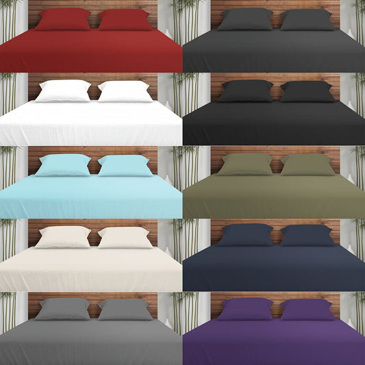 Bamboo Cooling Bed Sheet Set 3 Piece 100% Bamboo Fiber Fitted Sheet with Pillowcases - Deep Pocket Breathable Cool Sheets for Hot Sleepers Twin Full Queen King Cal King Olive Black Navy Beige Gray