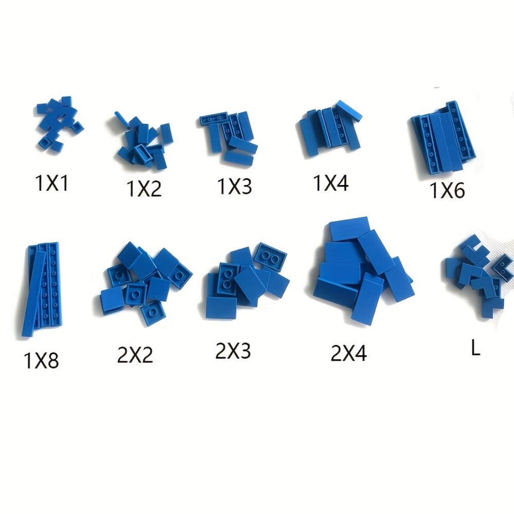 Flat Tile Building Block Refill Set with 150 Pieces in 1x1, 1x2 and 1x6 Sizes, Six Color Options
