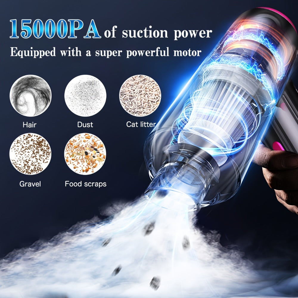 Cordless Car Vacuum Cleaner USB Rechargeable – Powerful Handheld Vacuum with Blow & Suction, Multiple Accessories for Car, Home, Office & Outdoor Use, Portable Strong Suction Auto Vacuum