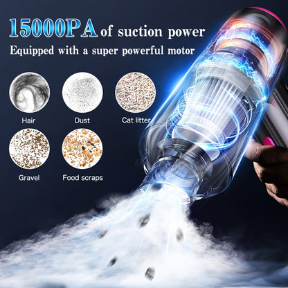 Cordless Car Vacuum Cleaner USB Rechargeable – Powerful Handheld Vacuum with Blow & Suction, Multiple Accessories for Car, Home, Office & Outdoor Use, Portable Strong Suction Auto Vacuum