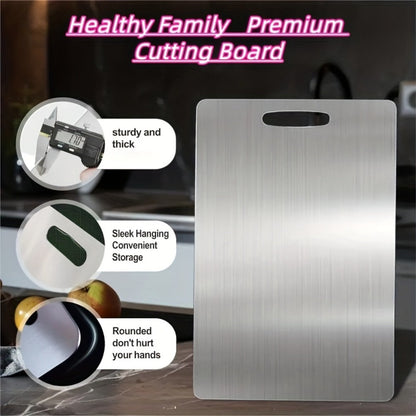 Titanium Cutting Board Set 3-Piece Pure Titanium Kitchen Cutting Boards Large Medium Small – Double-Sided Durable Metal Cutting Board, Antibacterial & Easy to Clean, Professional Kitchen Chopping Board