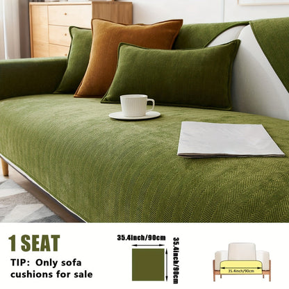 Sofa Cover Ribbed Chenille Stretch Panels with Non-Slip Design for 1 to 4 Seats, Armrests or Cushions