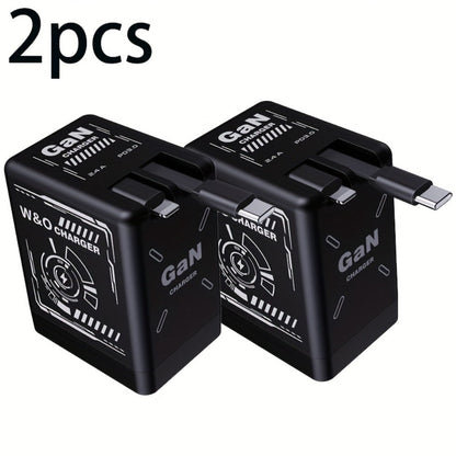USB-C Wall Charger with Integrated Dual Cables in Single or Two-Piece Packs and Multiple Colors