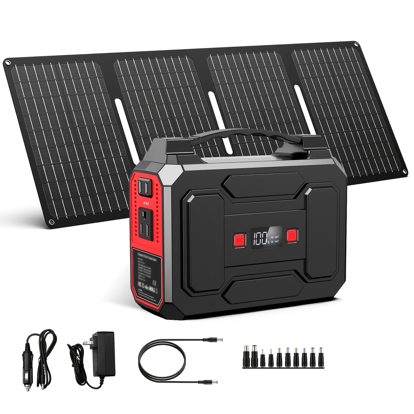 Portable Power Station with 146Wh or 300W Source Configurations, AC, DC, USB and LED Light